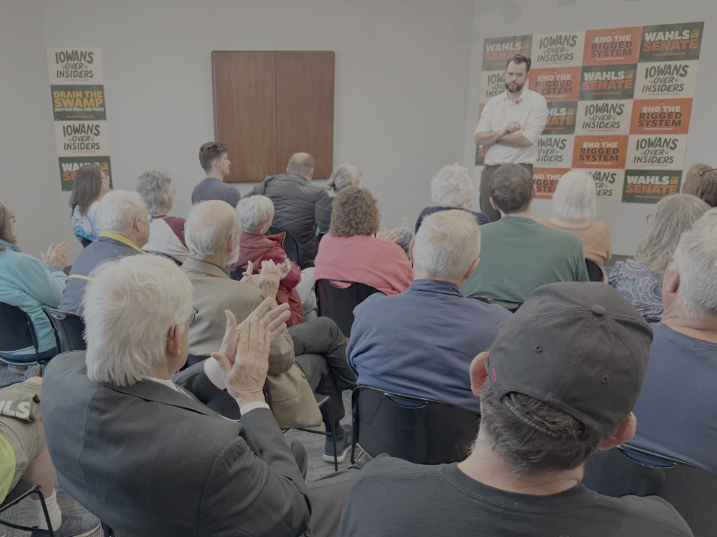 Wahls speaks to crowd in Newton